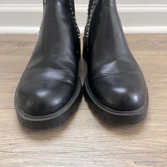Zara Trafulac Studded Combat/Moto Ankle Boots Black Slip On Size EU37/US 76.5 - Picture 6 of 8